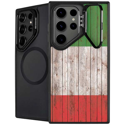 Italian Flag Dark Wood Galaxy S25 Ultra Kickstand Case